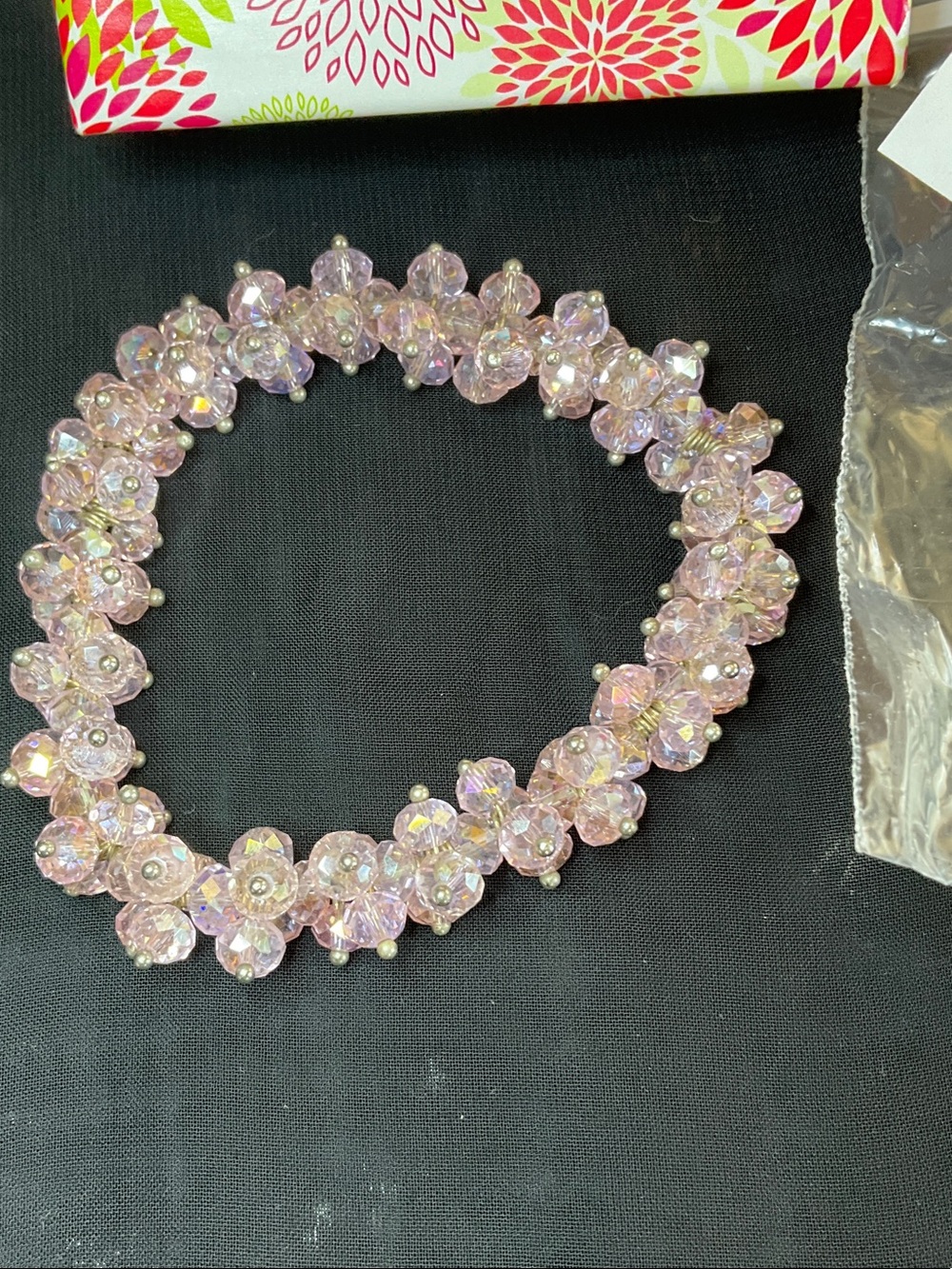 Premier Designs Pink Crystal Cluster Stretch Bracelet